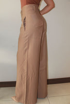CREAM HIGH RISE WIDE LEG