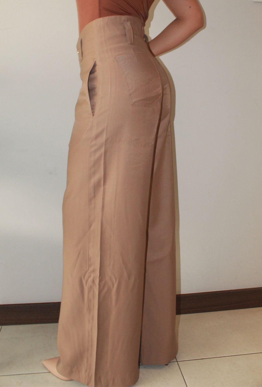 CREAM HIGH RISE WIDE LEG