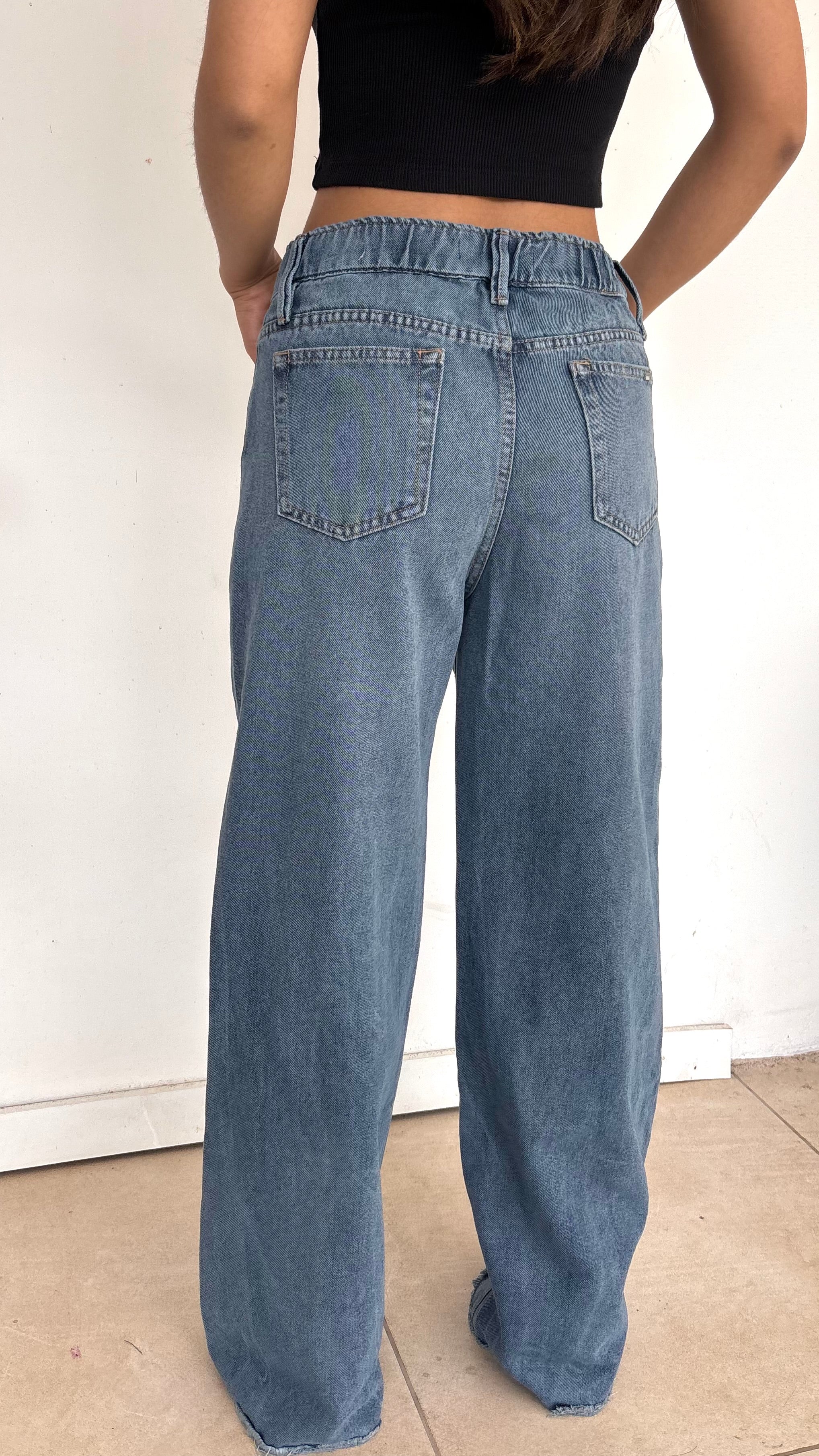 WIDE LEG HIGH RISE LIGHT WASH BLUE
