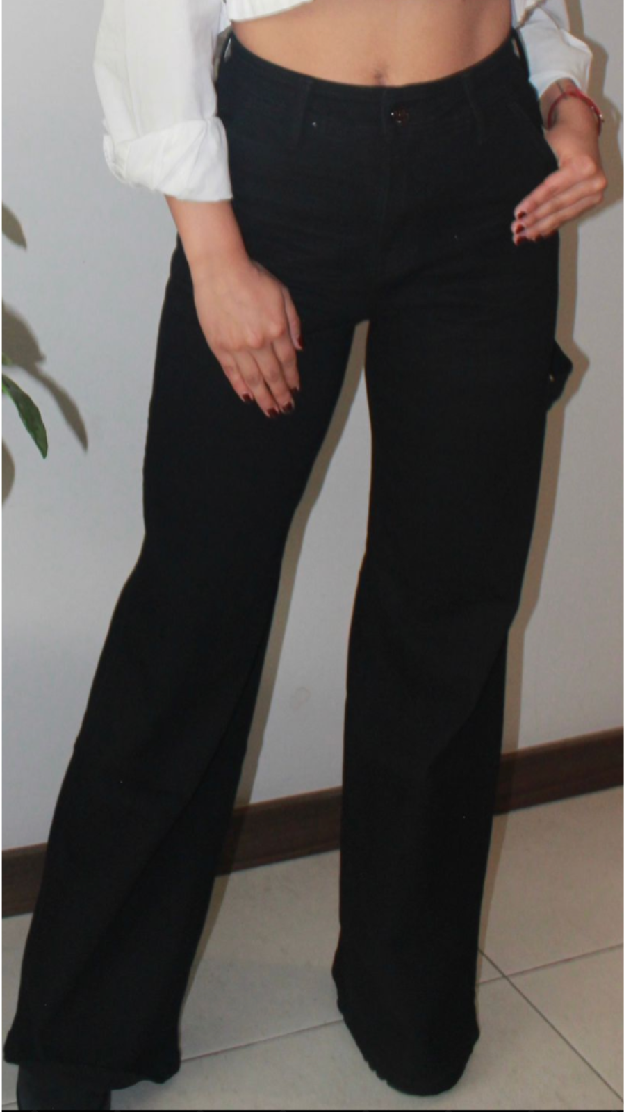 BLACK HIGH RISE WIDE LEG