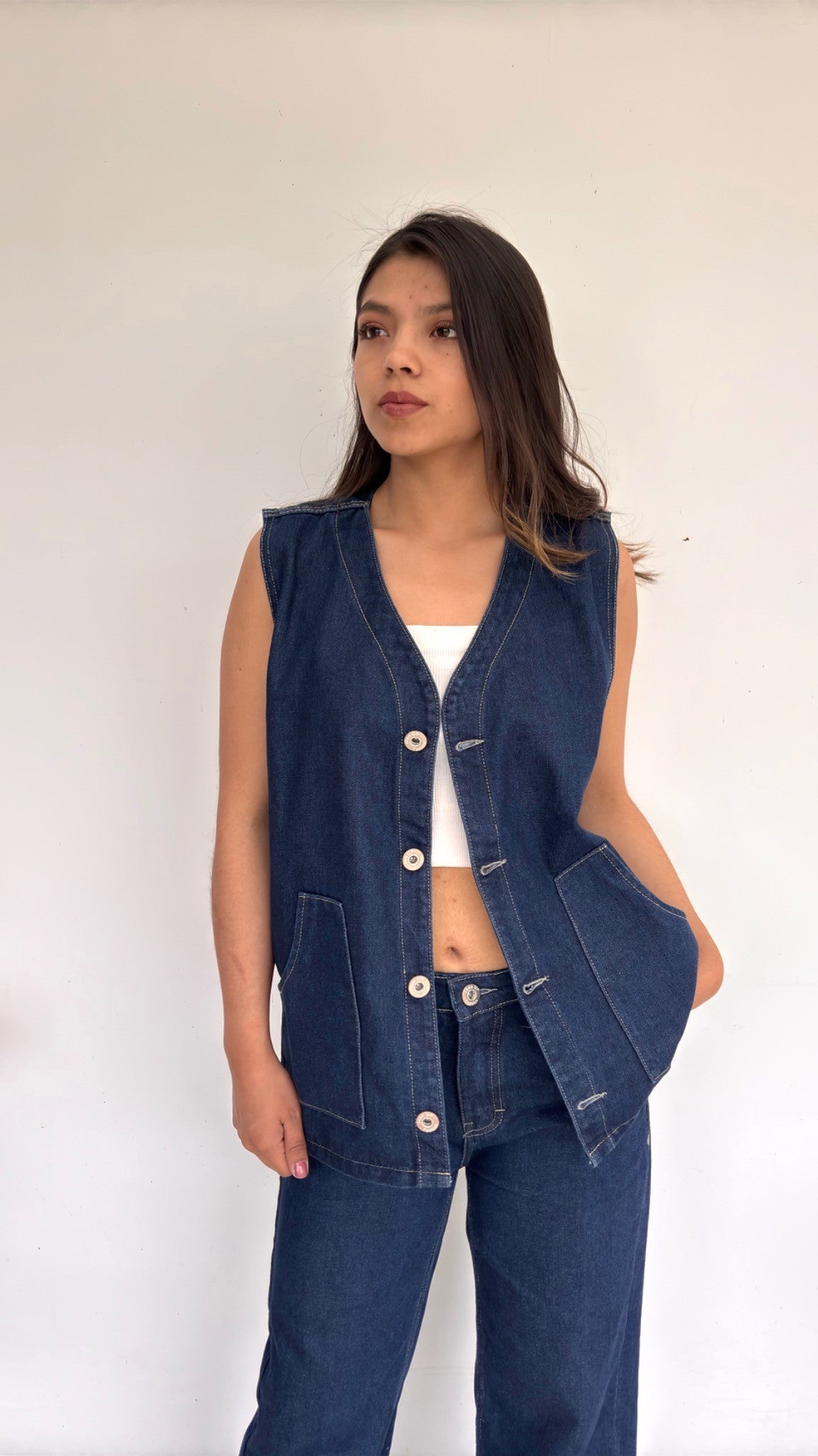 DENIM VEST DEEP BLUE