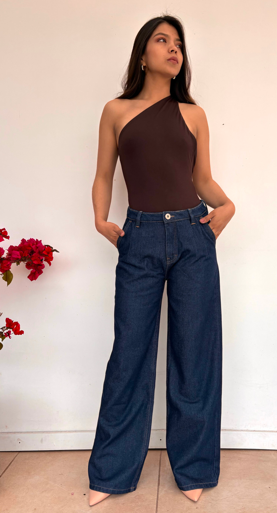 WIDE LEG HIGH RISE RAW BLUE