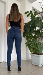 MID INDIGO HIGH RISE SKINNY PUSH UP