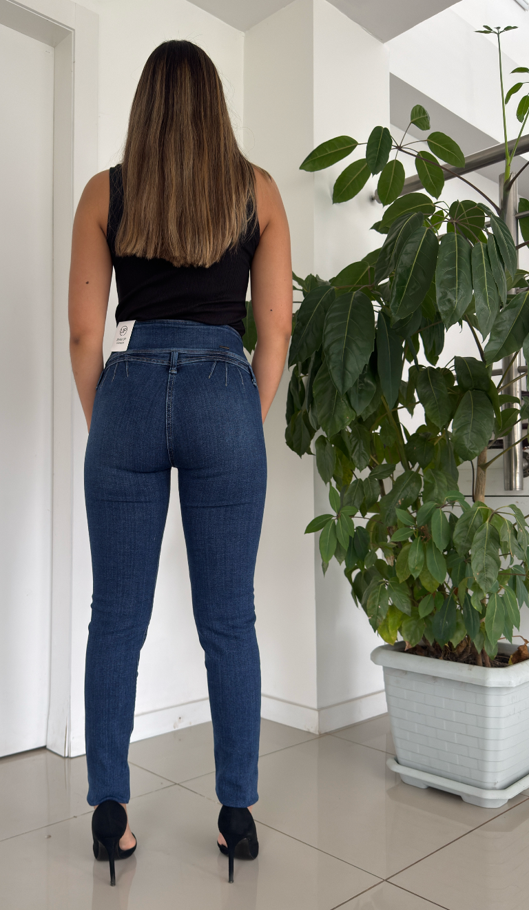 MID INDIGO HIGH RISE SKINNY PUSH UP