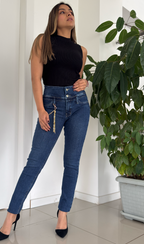 MID INDIGO HIGH RISE SKINNY PUSH UP