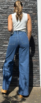 PINTUCK WIDE LEG HIGH RISE — SKY BLUE