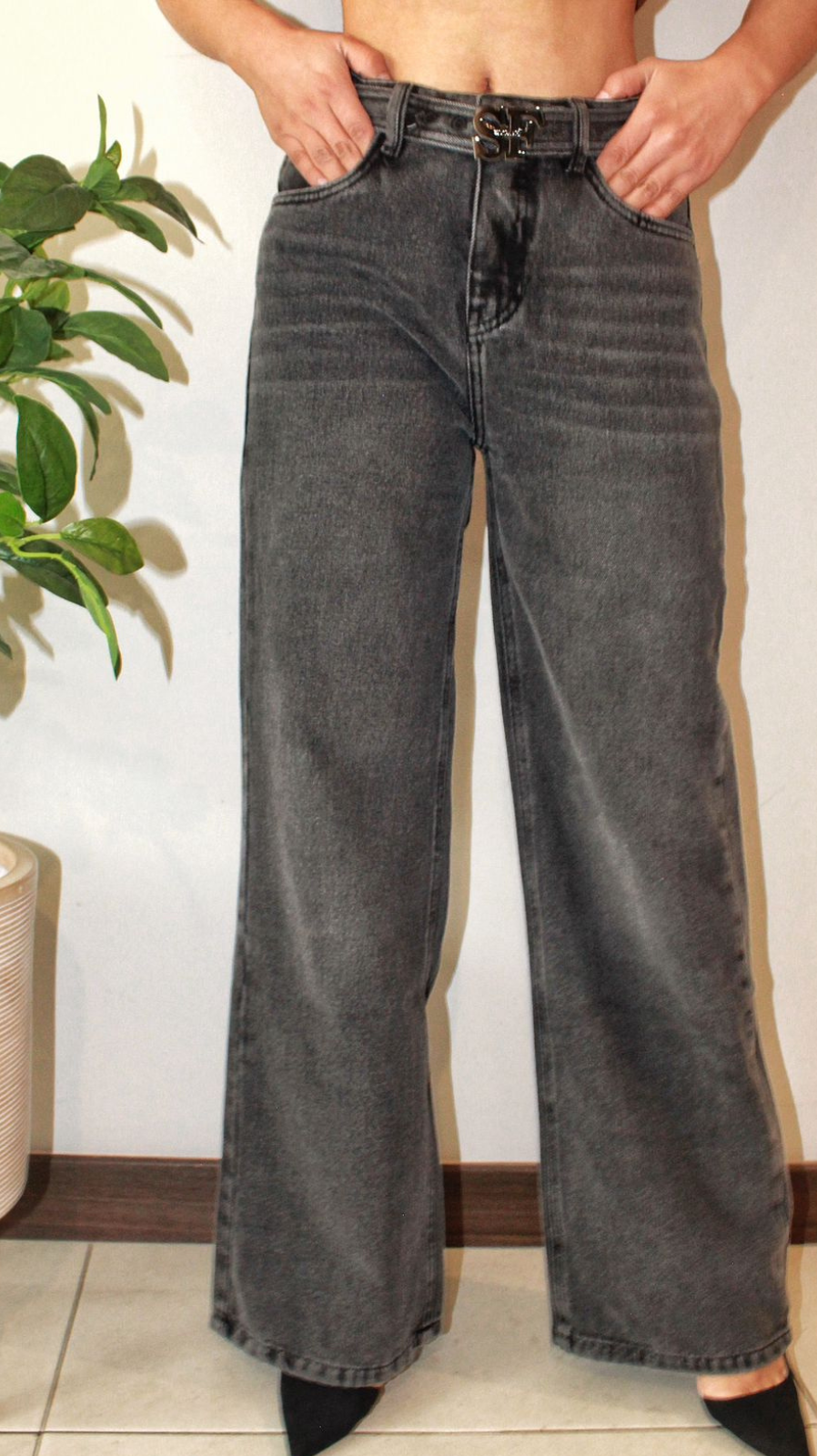 WIDE LEG WASHED BLACK