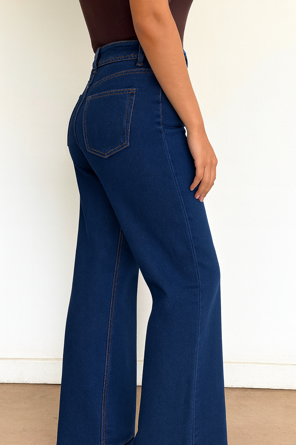 WIDE LEG HIGH RISE DEEP BLUE