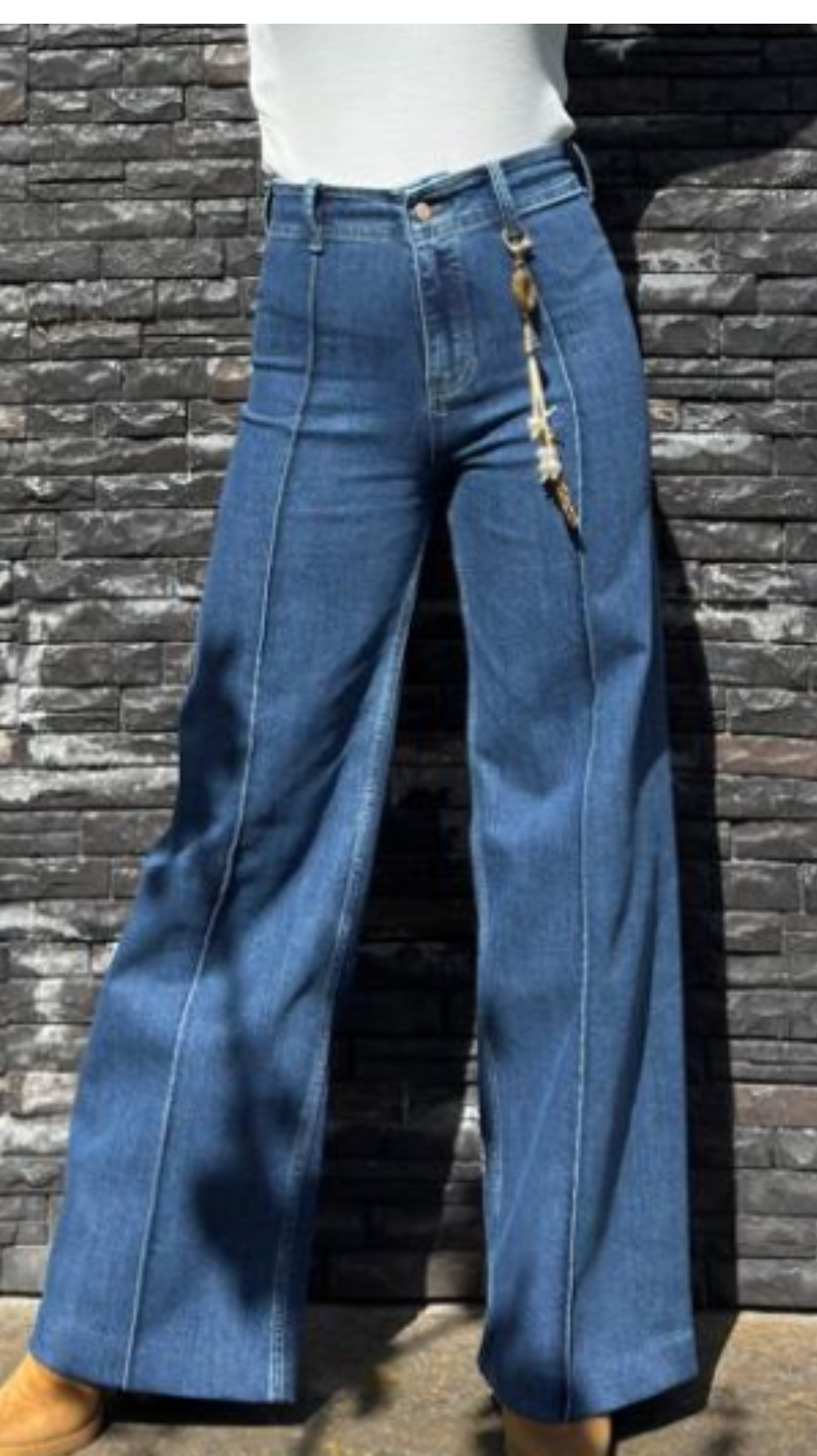 PINTUCK WIDE LEG HIGH RISE — SKY BLUE