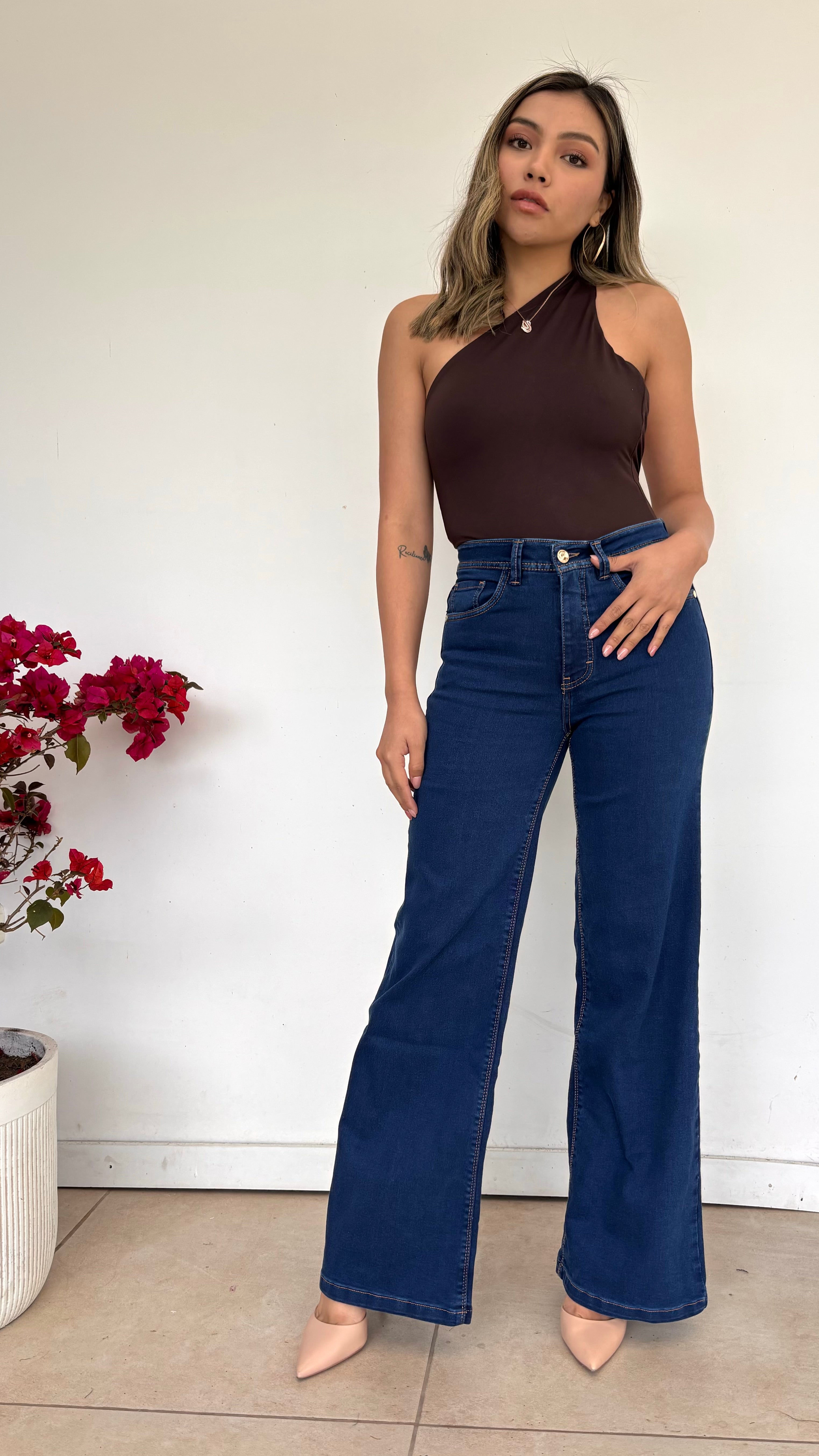 WIDE LEG HIGH RISE DEEP BLUE