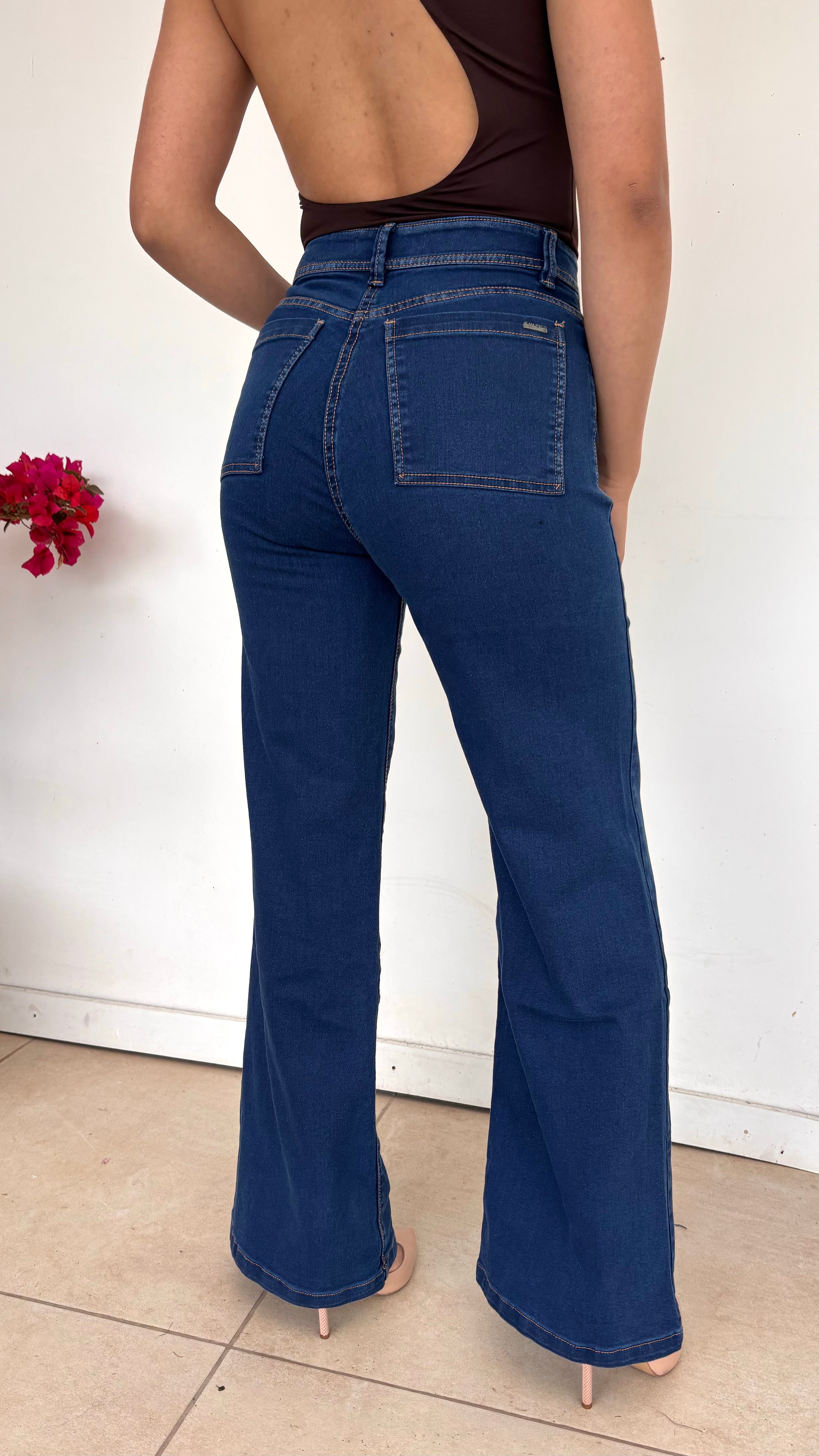 WIDE LEG HIGH RISE DEEP BLUE