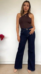 WIDE LEG HIGH RISE MIDNIGHT BLUE