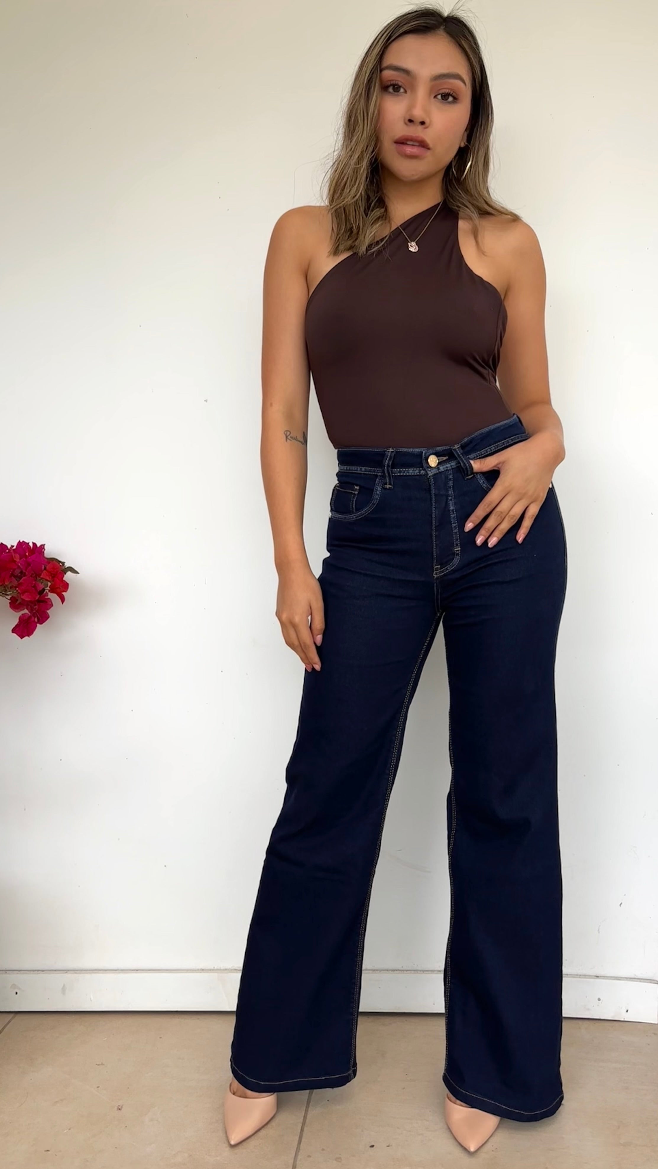 WIDE LEG HIGH RISE MIDNIGHT BLUE
