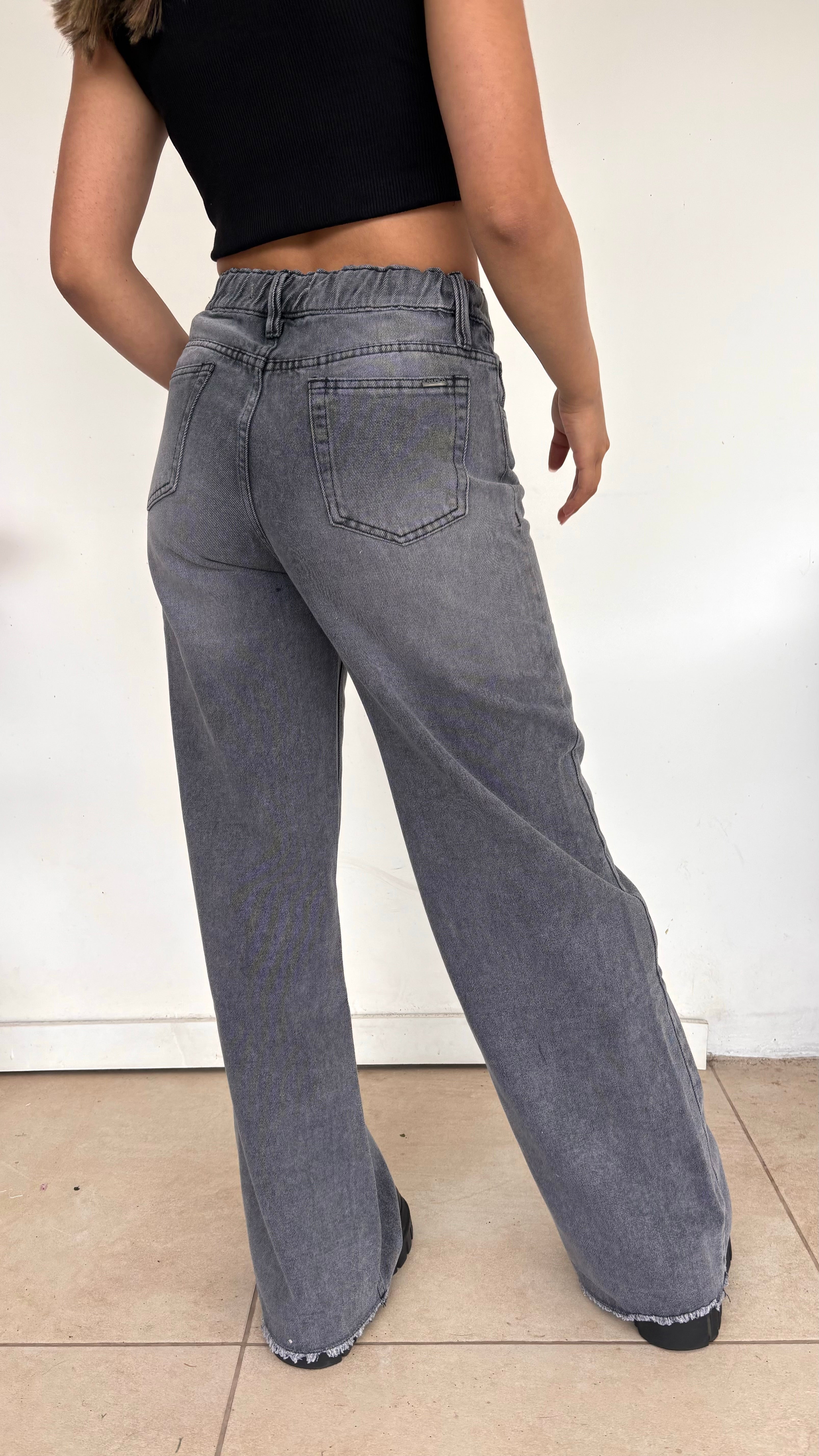 WIDE LEG HIGH RISE ACID GREY