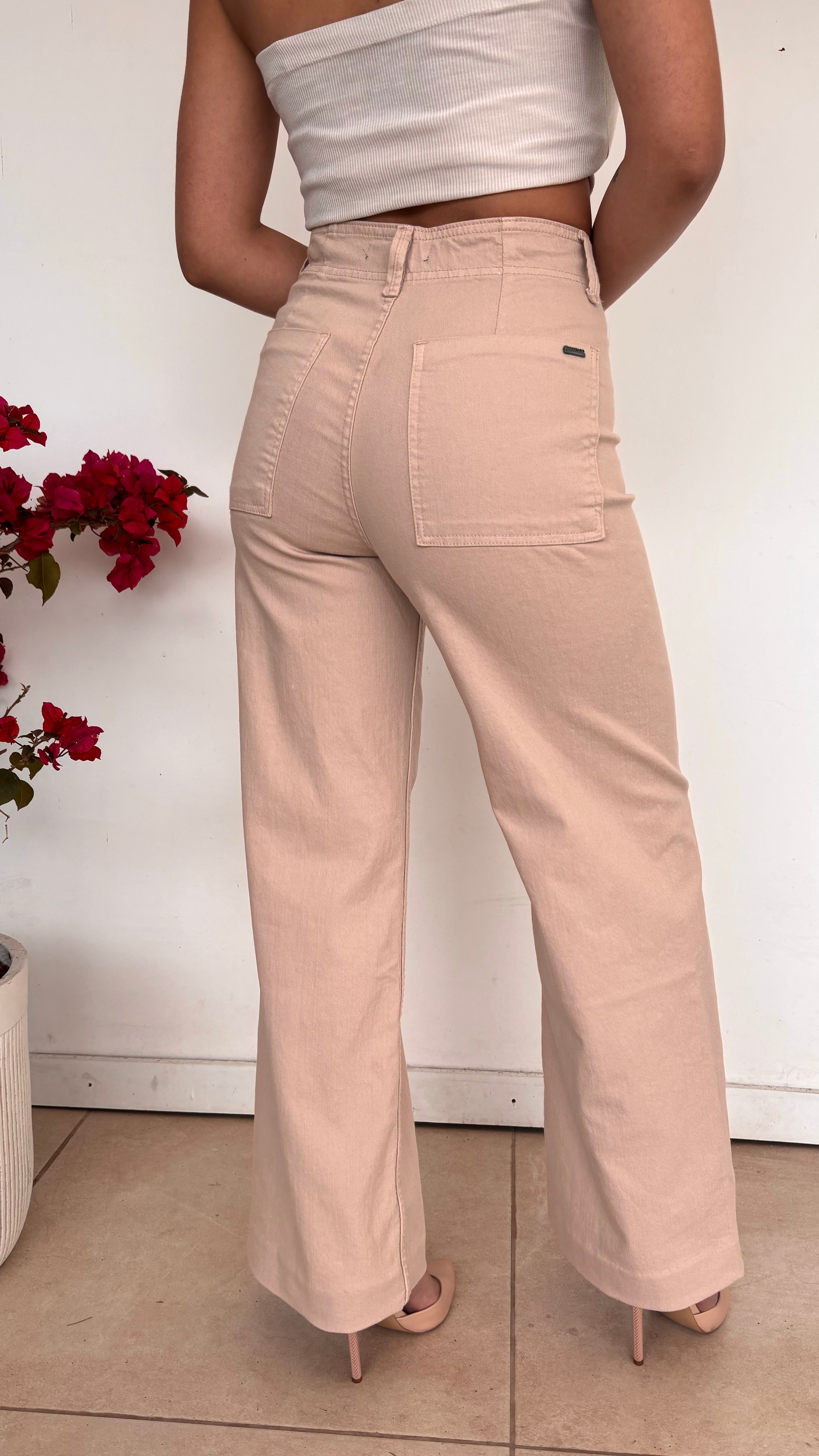 WIDE LEG HIGH RISE BEIGE