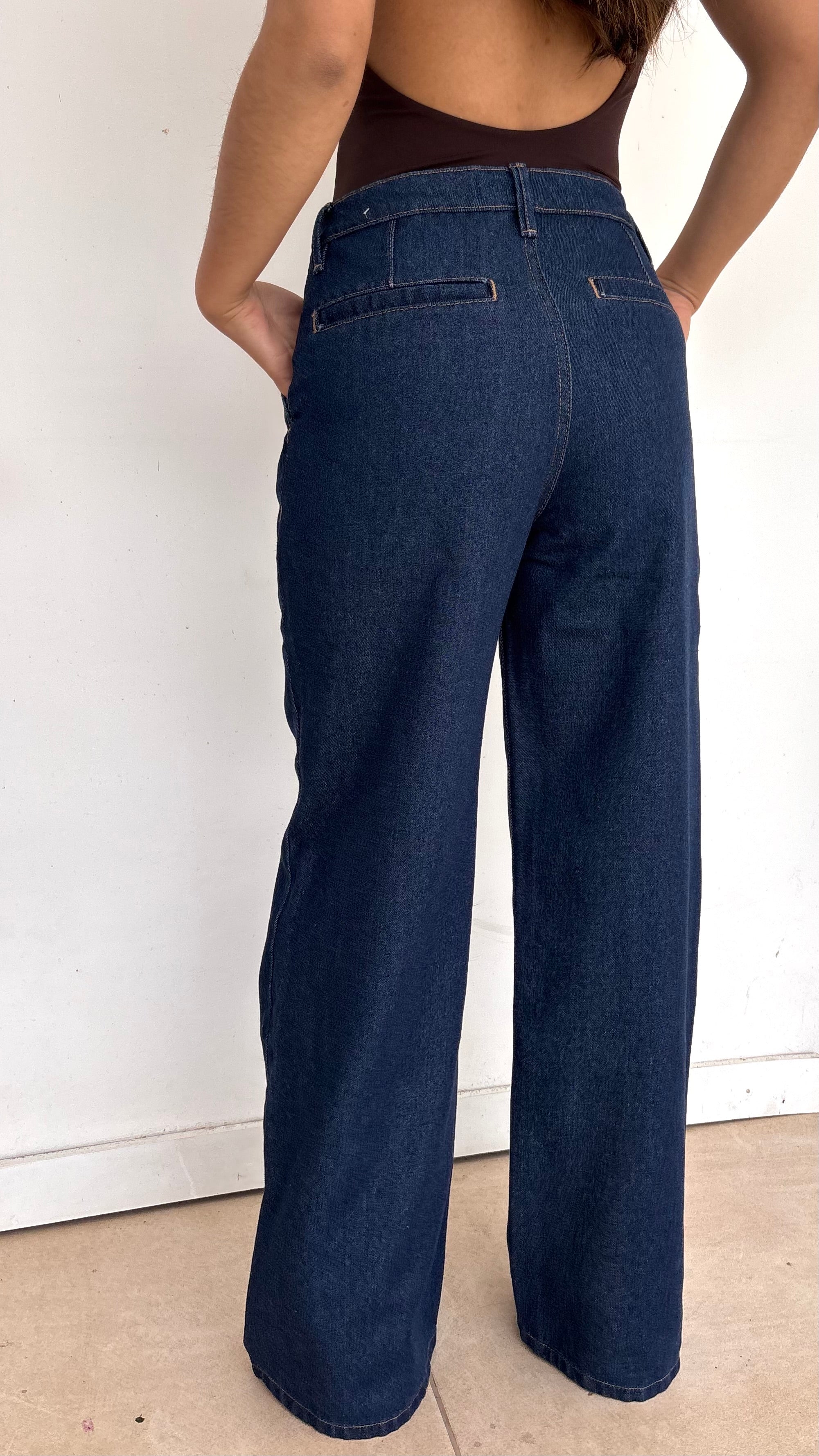 WIDE LEG HIGH RISE RAW BLUE