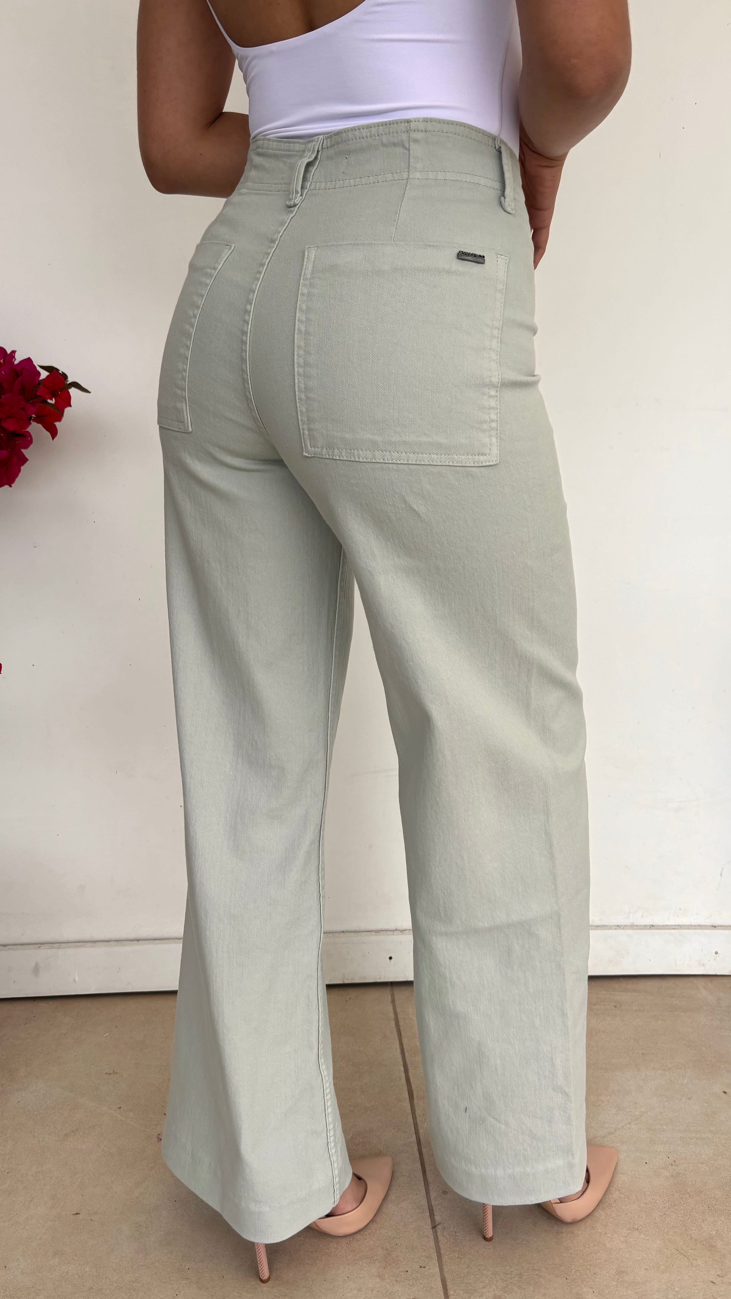 WIDE LEG HIGH RISE MINT GREEN