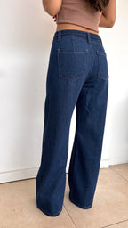 WIDE LEG HIGH RISE BELTED BLUE