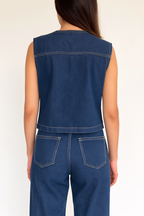 DENIM VEST DEEP BLUE