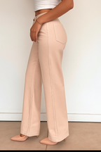 WIDE LEG HIGH RISE BEIGE