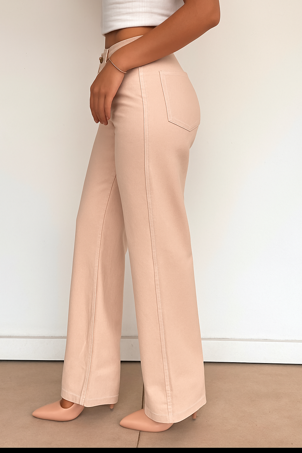 WIDE LEG HIGH RISE BEIGE