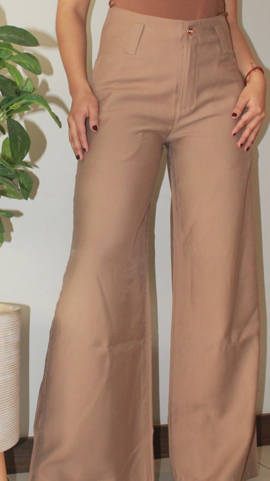 CREAM HIGH RISE WIDE LEG