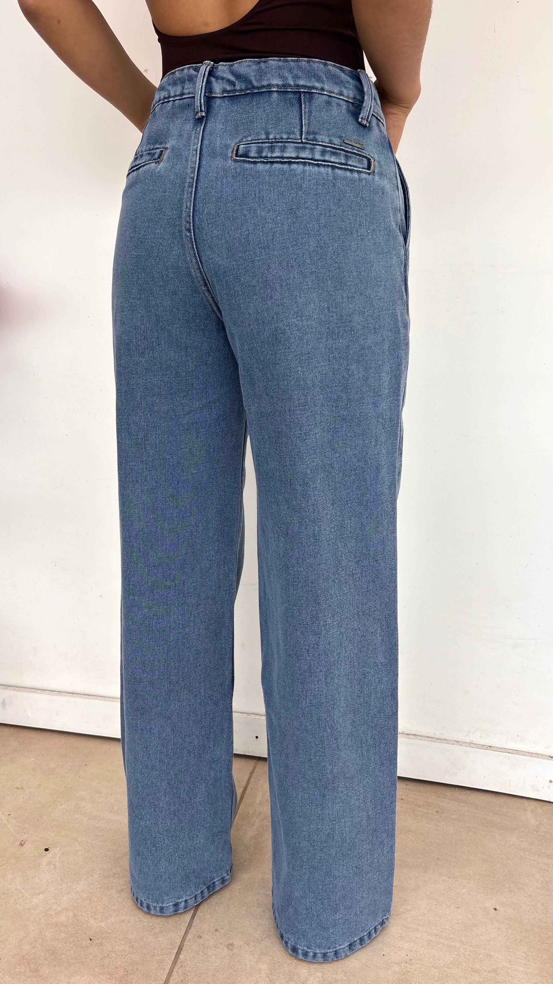WIDE LEG HIGH RISE MID BLUE