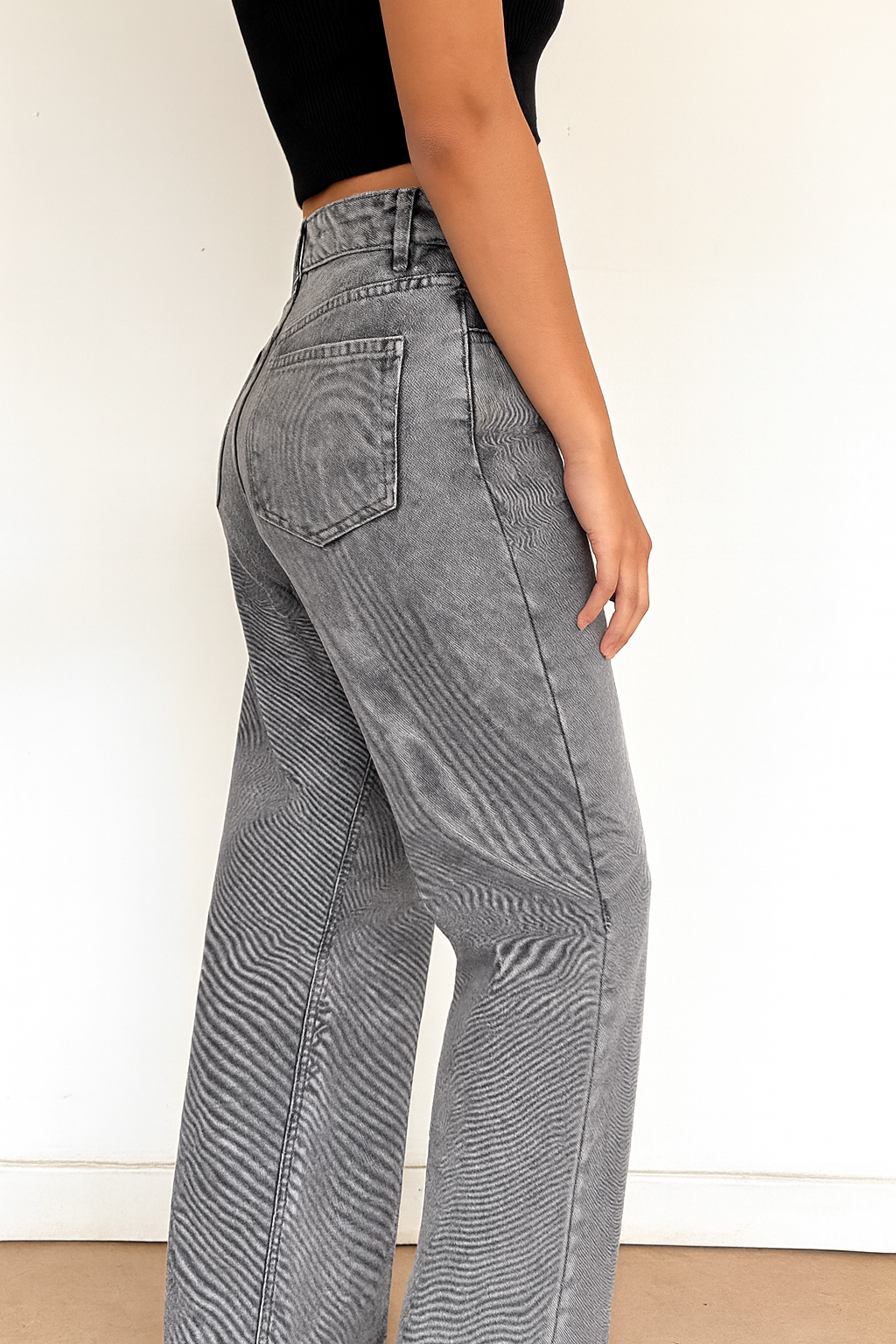 WIDE LEG HIGH RISE ACID GREY