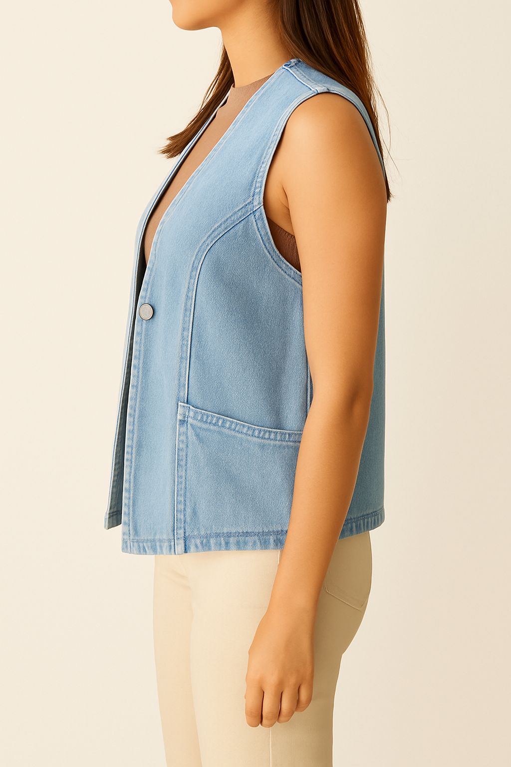 DENIM VEST SKY BLUE