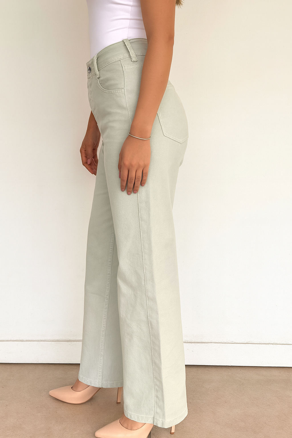 WIDE LEG HIGH RISE MINT GREEN
