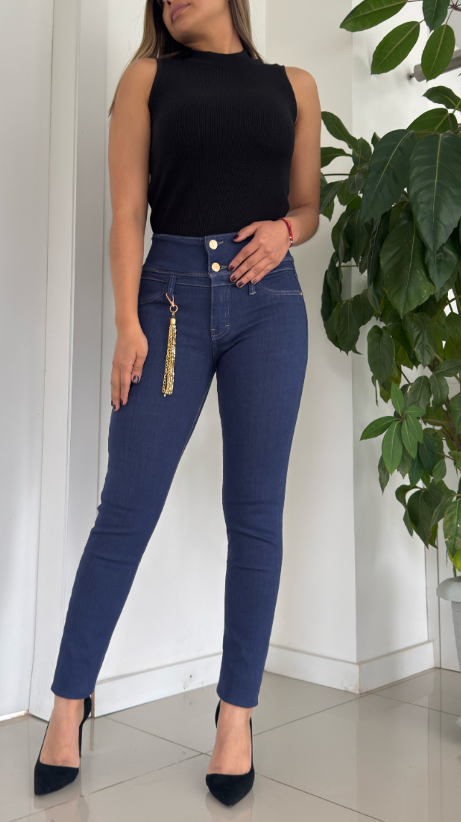 INDIGO HIGH RISE PUSH UP SKINNY