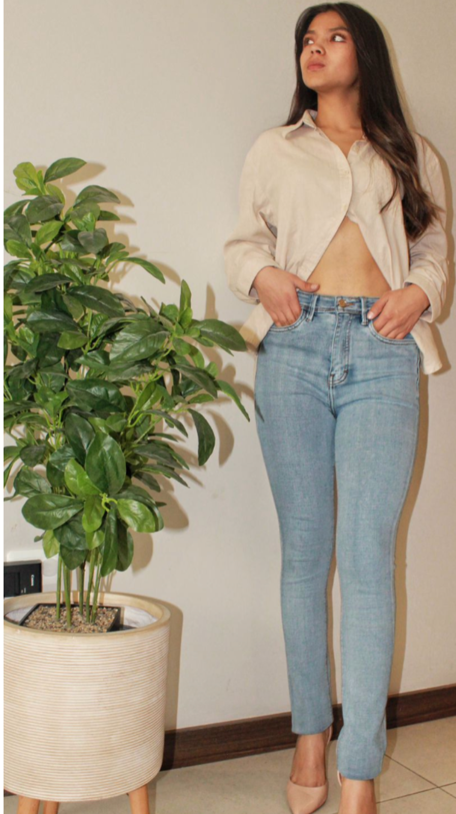LIGHT BLUE HIGH RISE PUSH UP SKINNY