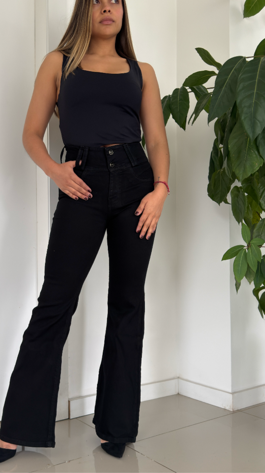 JET BLACK HIGH RISE FLARE